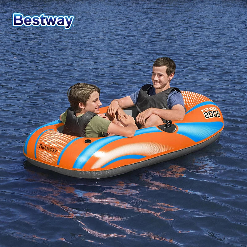 Bestway 61136/61140/61142/61146 1-3 Person Heavy Duty Inflatable Kayak - Long Lasting PVC Rafting Adventure Boat for Thrilling