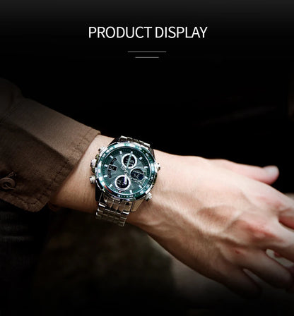 NAVIFORCE Luxury Original Sports Wrist Watch For Men Quartz Steel Waterproof Dual Display Military LED Digital Watches Relogio