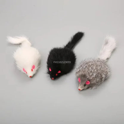1/5PC Cat Mice Toys False Mouse Cat Toy Long Tail Mice Soft Real Rabbit Fur Toy For Cats Plush Rat Playing Chew Toy Pet Supplies