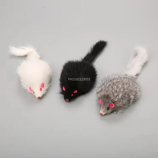 1/5PC Cat Mice Toys False Mouse Cat Toy Long Tail Mice Soft Real Rabbit Fur Toy For Cats Plush Rat Playing Chew Toy Pet Supplies