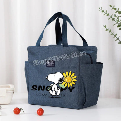 Snoopys Portable Lunch Drink Carrier Insulated Bag Fresh Cooler Pouch Food Thermal Box Tote Picnic Container Bags Cute Kids Gift