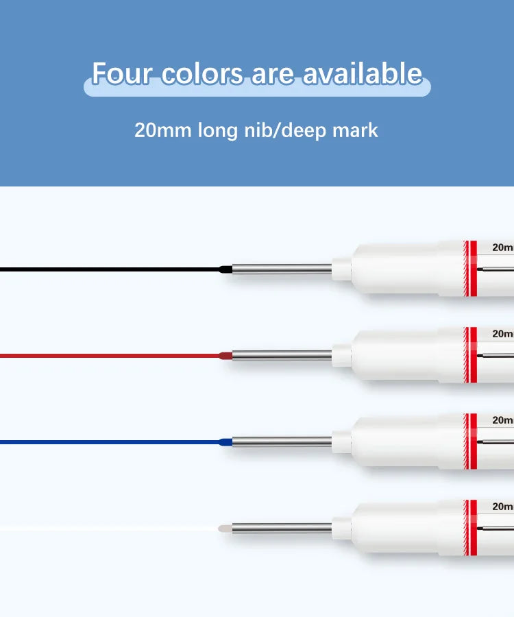 4Pcs/Set 20mm Deep Hole Long Nib Head Markers For Metal Perforating Pen Waterproof Bathroom Woodworking Decoration Multi-Purpose