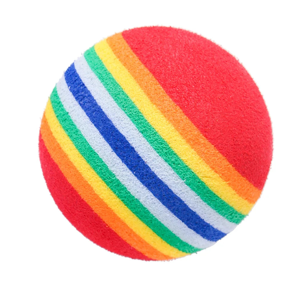 Rainbow Cat Toys Ball Interactive Cat Dog Play Chewing Rattle Scratch EVA Ball Training Balls Pet Toys Supplies