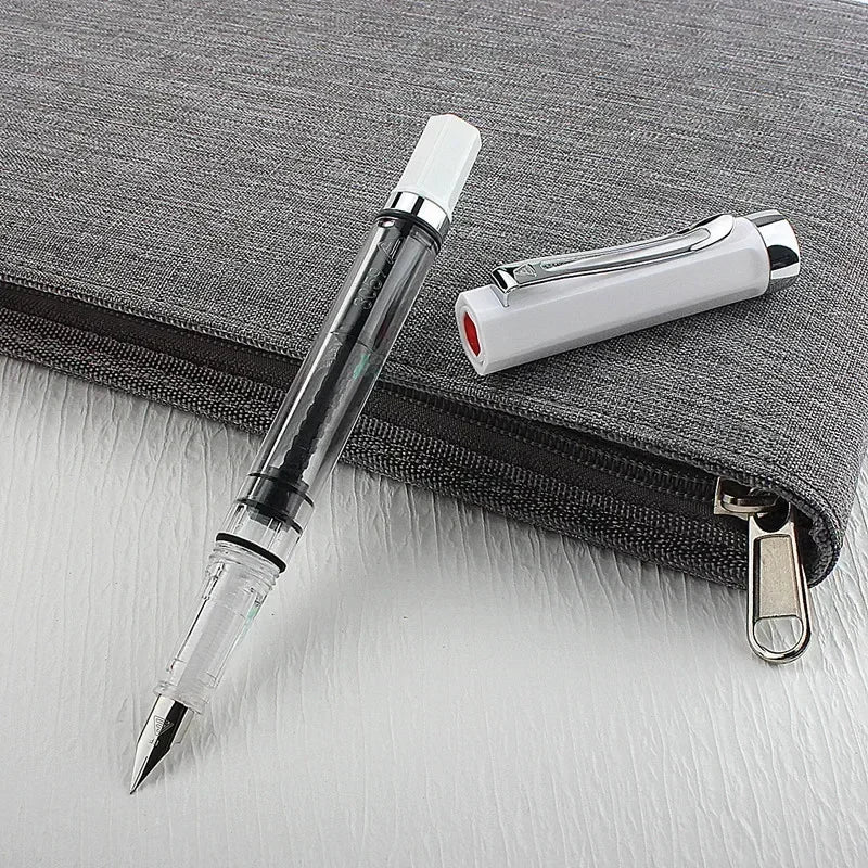 High Quality 3059 Piston Fountain Pen Resin Transparent Ink Pen EF/F Nib 0.38/0.5mm Fountain Pen Business Gif