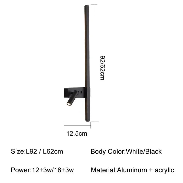 Modern Simple Long LED Wall Lamp Creative Rotatable Spotlights Living Room Bedroom Bedside Lighting Background Wall Home Decor