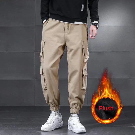 New Winter Lambswool Outdoor Waterproof Cargo Pants Men Warm Casual Pants Men Sportswear Winter Sports Outwear Sweatpants