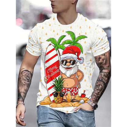 Christmas Tree Pattern T-Shirt For Men Funny Santa Claus 3D Printed Tees Summer Casual Short Sleeve O-Neck Tops Unisex T-Shirts