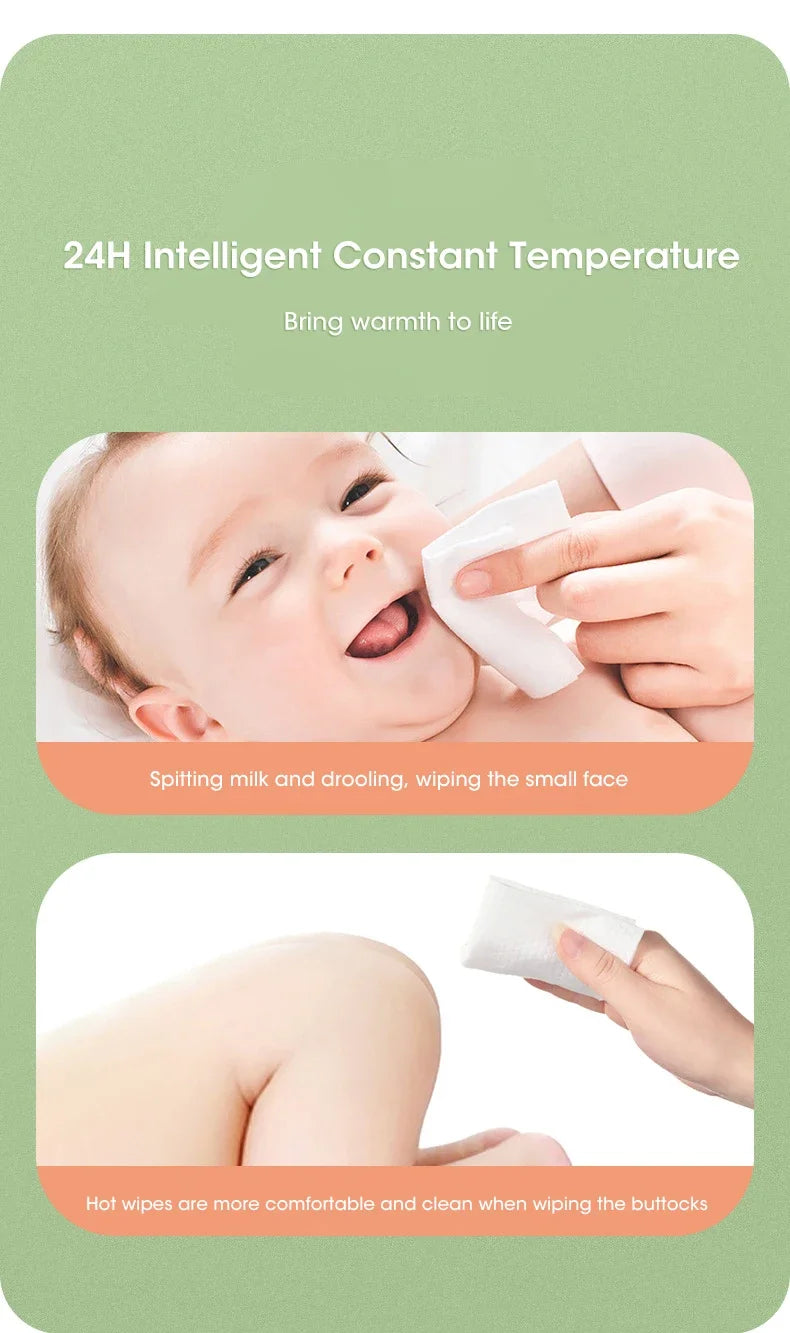 Baby Wet Wipe Heater Warmer with LED Display Wet Towel Dispenser Portable USB Baby Wipe Warmer Napkin Heating Box Home/Car