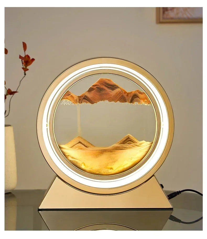 Sandscape Kinetic Sand Art Picture Quicksand Table Lamp Dynamic Liquid Hourglass Moving Sand Painting Flowing Sand Home Decor