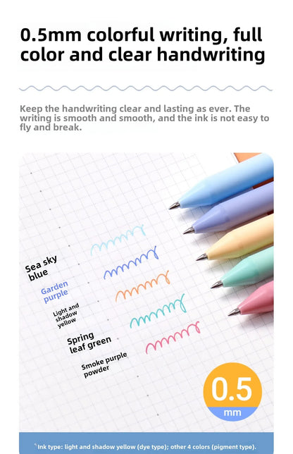 5Pcs New 2025 Kaco Sunrise Impression Cute Colors Gel Pens 0.5mm Retractable Kawaii Pen Stationery for Kids School Supplies