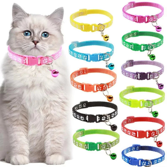 1/3/6/12/18Pcs Hot Pet Cat Bell Collar Dog Print Cat Collar Multi-Color Optional Necklace Ring Cat Rope Collar Pet Supplies