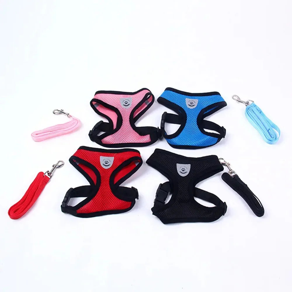 Dog Harness Vest Chest Cat Collars Rope Adjustable Breathable Mesh Puppy Harness for Outdoor Walking Small Medium Pet Supplies