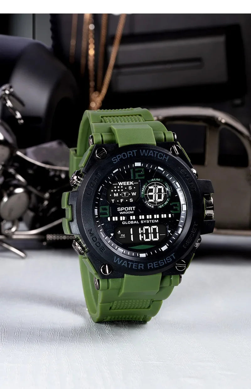 MAYZHISU Sports Electronic Watch for Man Student Teens Outdoor Waterproof Men's Sports Watches LED Digital Clock