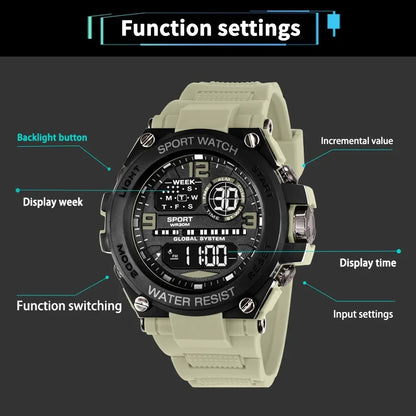 MAYZHISU Sports Electronic Watch for Man Student Teens Outdoor Waterproof Men's Sports Watches LED Digital Clock