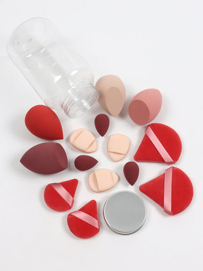 14 Piece Cosmetic Sponge Set, Cosmetic Sponge Finger Puff, Dry and Wet Foundation Make-Up Cosmetic Puff