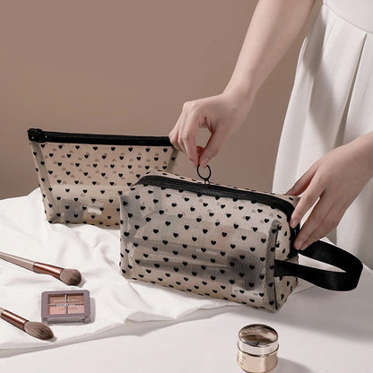 Makeup Bag Outdoor Personalized Transparent Nylon Mesh Cosmetic Bags Pouch Travel Organizer Zipper Beach Makeup Women's Purse