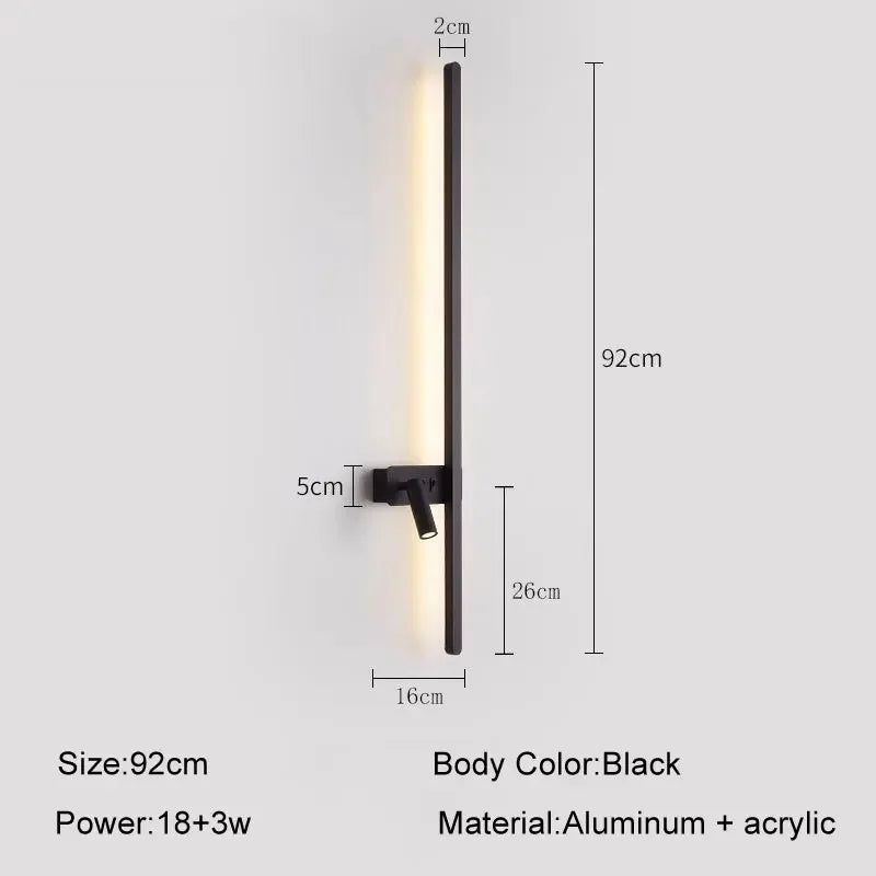 Modern Simple Long LED Wall Lamp Creative Rotatable Spotlights Living Room Bedroom Bedside Lighting Background Wall Home Decor