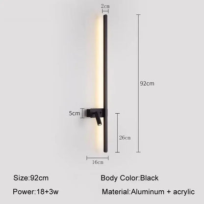 Modern Simple Long LED Wall Lamp Creative Rotatable Spotlights Living Room Bedroom Bedside Lighting Background Wall Home Decor