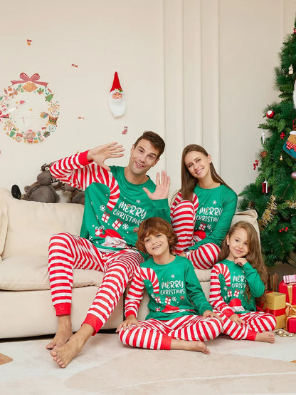2026 Happy New Year's Clothes Gift Cartoon Family Cute Christmas Pajamas Set Mother Father Kids Matching Outfits Xmas Look Pjs