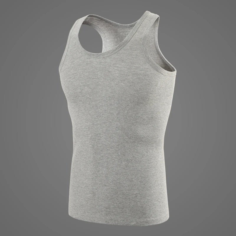 1/3 Piece Men's Four Season Solid Color Plus Size Vest Comfortable Pure Cotton Youth Sports And Fitness Top Middle-aged Base T