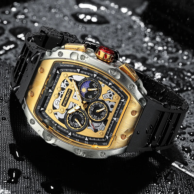Relogio Masculino FOXBOX Men Watch LIGE Top Brand Luxury Military Square Watch Men Military Waterproof Quartz Watches For Men