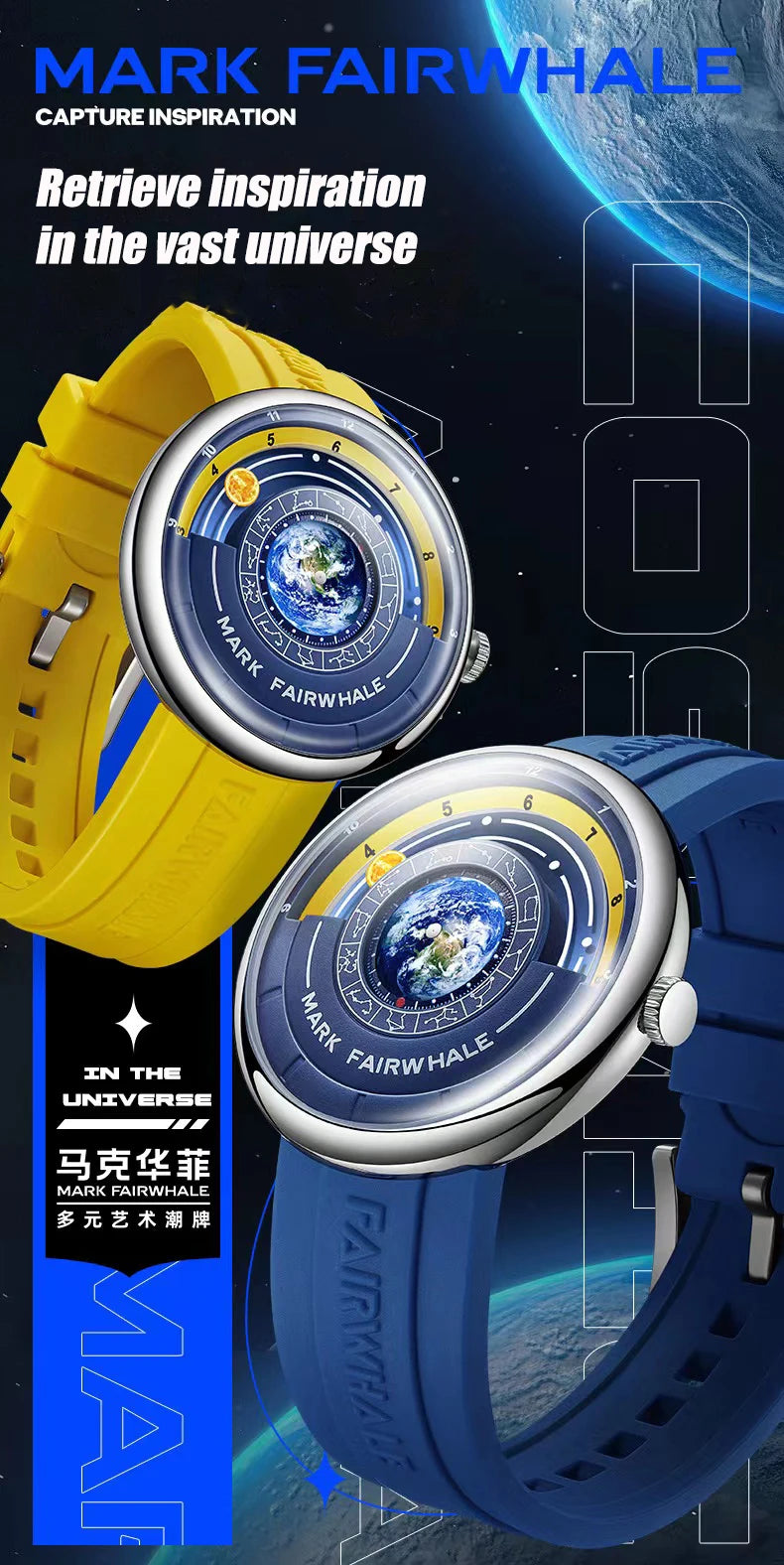 Mark Fairwhale 5700 Luxury Earth Men's 2025 Quartz Watches Sport Waterproof Men Wristwatch Innovative Hands Clocks reloj hombre