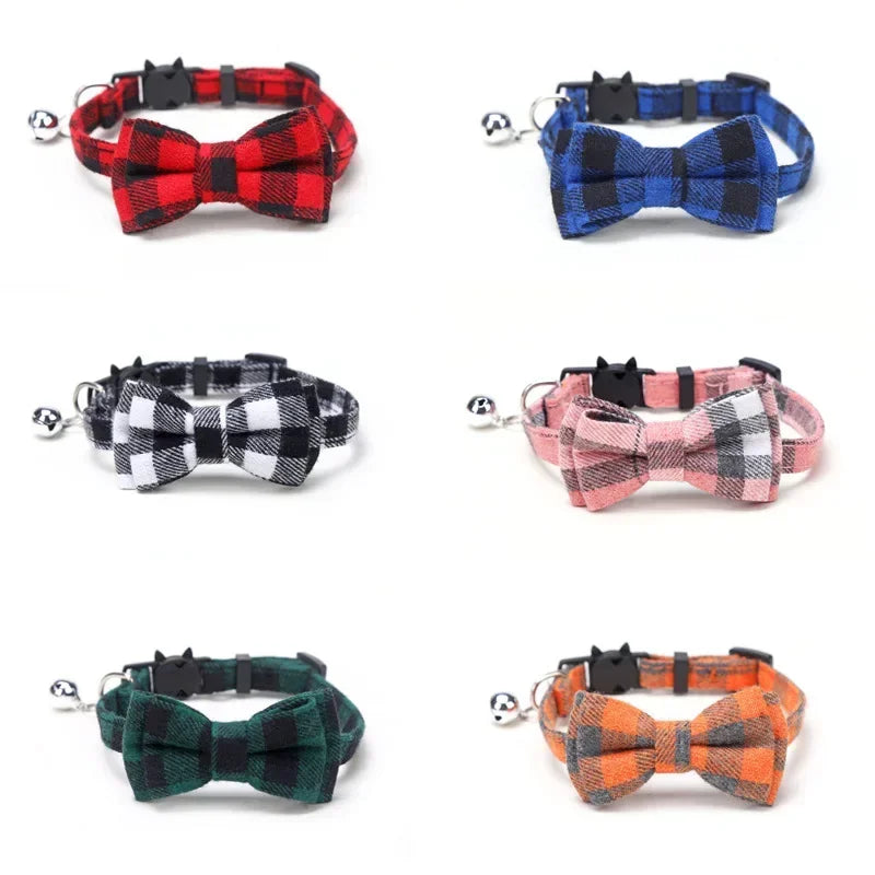 1PC Cute Cat Collar Small Puppy Cat Dog Collars Bow Kitten Collar Bowknot Necklace with Bell for Dog Cat Chihuahua Pet Supplies
