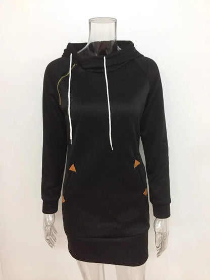 2024 woman Women's Clothing Dresses hot selling new hooded zipper pullover mid length hoodie dress in 5 colors and size 6 Dress