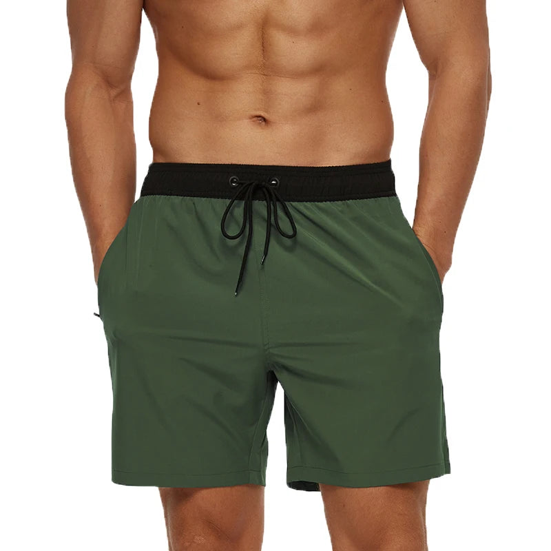 Datifer Brand 2026 Summer Mens Shorts Solid Polyester Gym Traje De Baño Hombre Breathable Mesh Liner Side Pockets Sport Swimwear