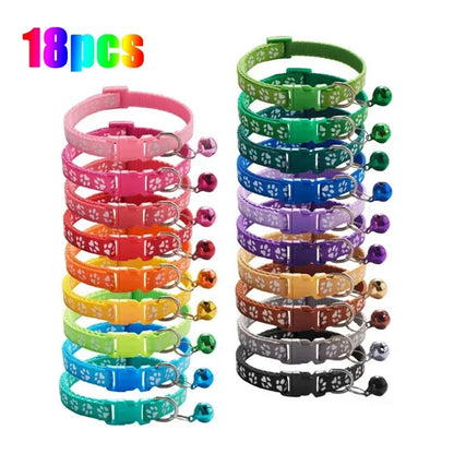 1/3/6/12/18Pcs Hot Pet Cat Bell Collar Dog Print Cat Collar Multi-Color Optional Necklace Ring Cat Rope Collar Pet Supplies