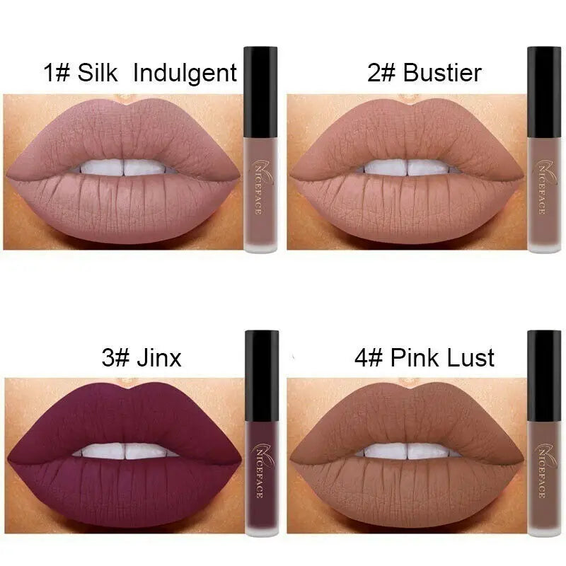 NICEFACE Nude Matte Liquid Lipsticks Waterproof Long Lasting Lip Gloss Sexy Red Velvet Lip Tint Women Makeup Cosmetics Batom