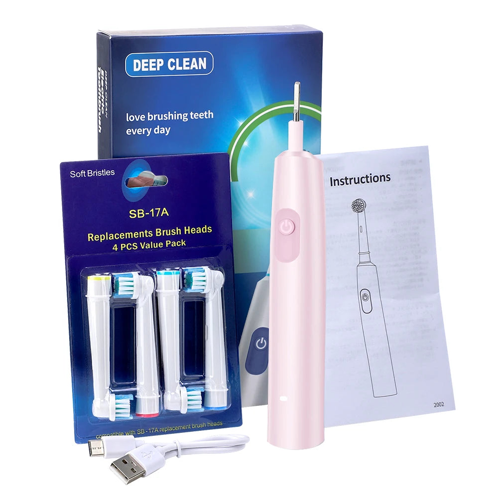 5 Modes Rotating Electric Toothbrush for Adults Smart Timer Deep Clean USB Rechargeable Tooth Brush with Replacement Heads