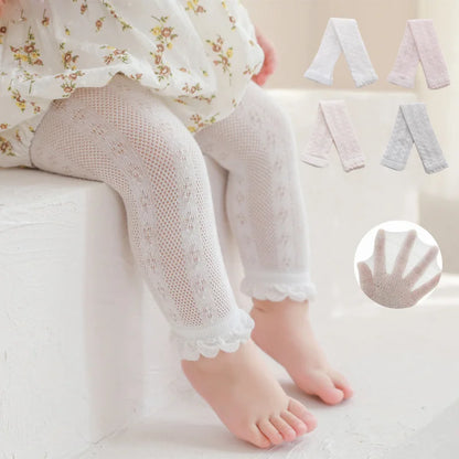 Summer Girls Pants Mesh Thin Baby Lace Pantyhose Outside Wear Summer Baby Stockingds Anti-Mosquito Kids Leggings For Girls