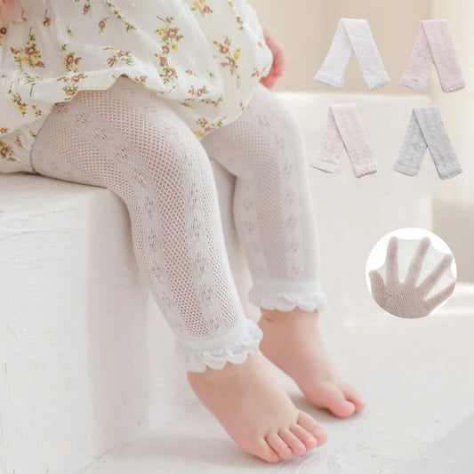 Summer Girls Pants Mesh Thin Baby Lace Pantyhose Outside Wear Summer Baby Stockingds Anti-Mosquito Kids Leggings For Girls