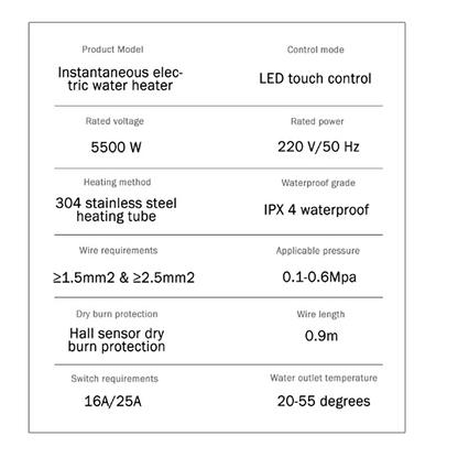 5500W 220V 110V Electric Instant Water Heater Tankless Kitchen Home Bathroom Shower Fast Hot Water LCD Digital Display 히터 순간온수기