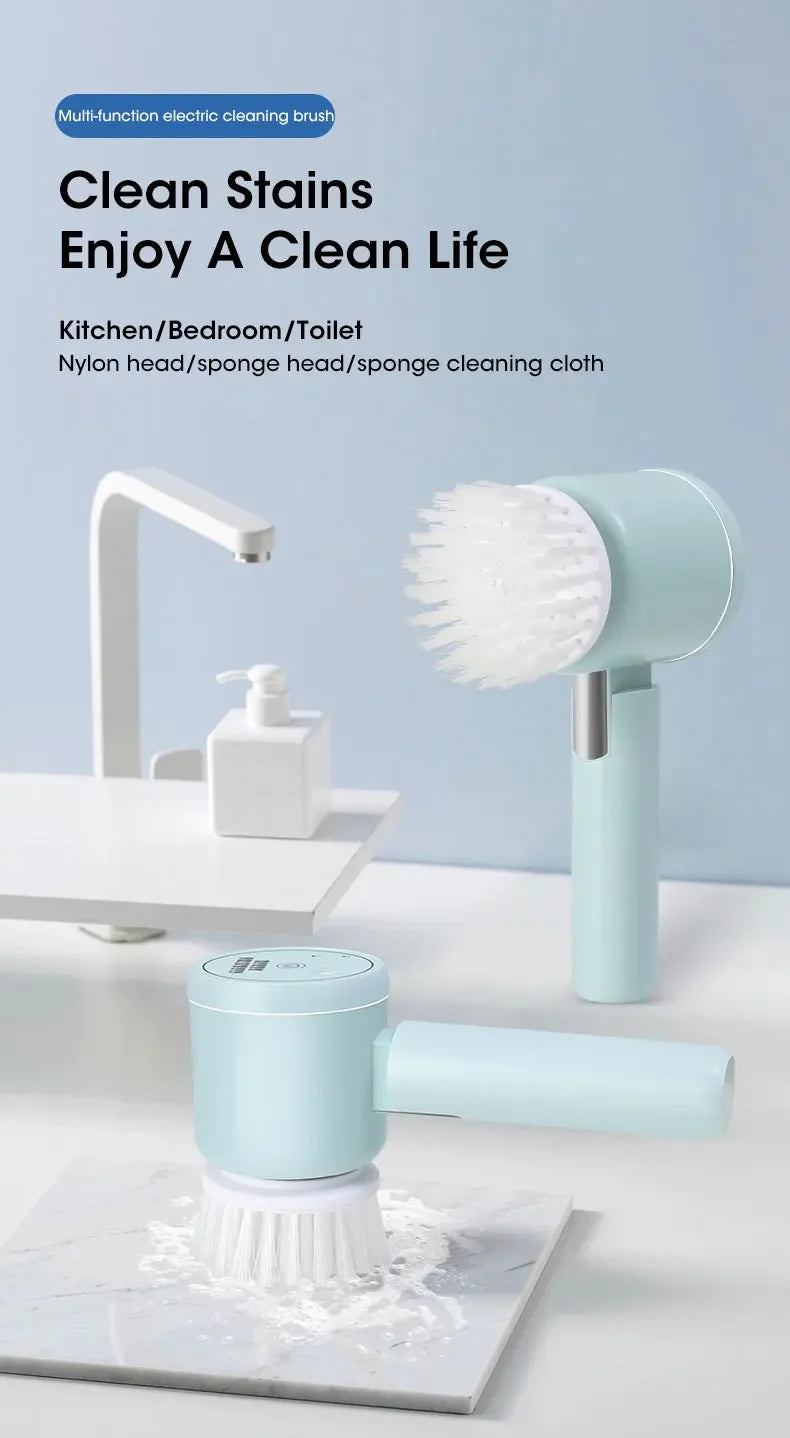 2025 Cordless Electric Spin Scrubber - 5 Brush Heads, IPX7 Waterproof, Rechargeable Bathroom Cleaner for Tile/Shower/Grout
