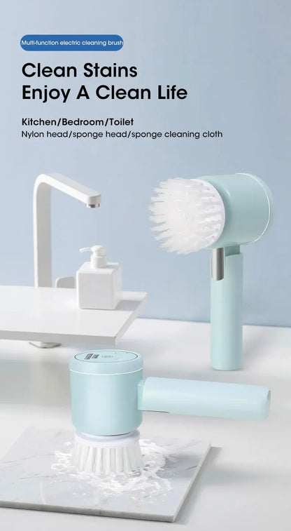 2025 Cordless Electric Spin Scrubber - 5 Brush Heads, IPX7 Waterproof, Rechargeable Bathroom Cleaner for Tile/Shower/Grout
