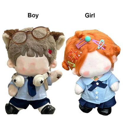 20cm Doll Clothes Blue School Uniform Blouse Set Skirt Suit Clothes For Cotton Stuffed Dolls Toys Accessories Doll Outfit