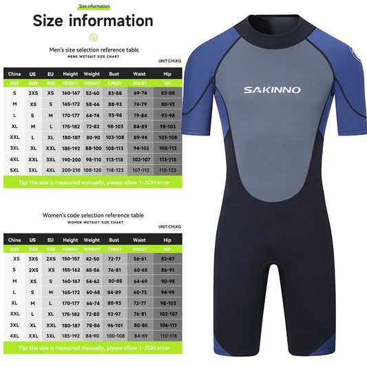 Men's 2mm 3mm One-piece Diving Suit Thermal Insulation Sun Protection Short Sleeve Swimming Surfing Snorkeling Shorty Wetsuit