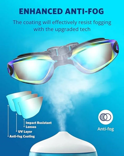 Swimming Goggles Professional Waterproof Swim Eyewear Glasses Anti-fog 100% UV Protection No Leaking For Adult Men Women Youth
