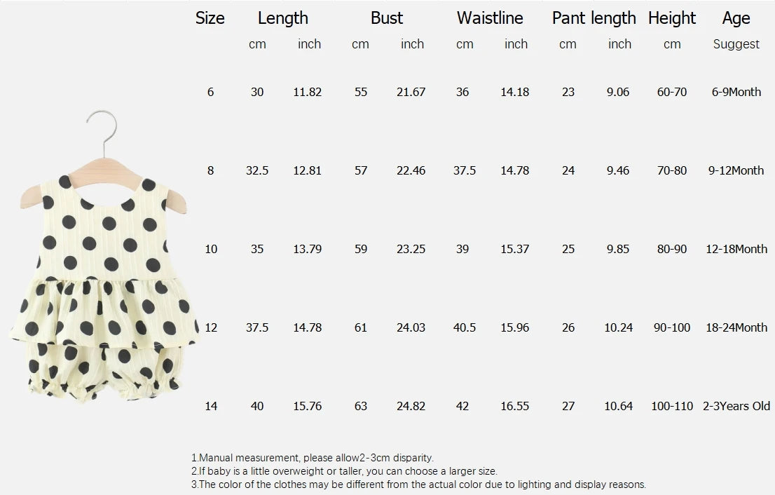 Toddler Girls 2 Piece Set Korean Style Polka Dot Bow Sleeveless Top & Shorts Newborn Baby Summer Cotton Casual Outfit for Play