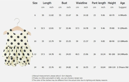 Toddler Girls 2 Piece Set Korean Style Polka Dot Bow Sleeveless Top & Shorts Newborn Baby Summer Cotton Casual Outfit for Play