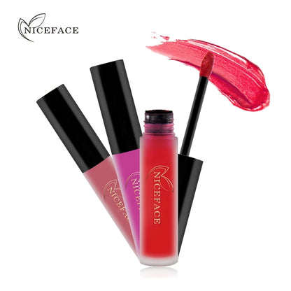NICEFACE Nude Matte Liquid Lipsticks Waterproof Long Lasting Lip Gloss Sexy Red Velvet Lip Tint Women Makeup Cosmetics Batom