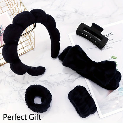 5PCS Spa Headbands and Bracelets, Including Hairpins, Face Wash and Skincare Headbands, Waterproof Makeup Headbands