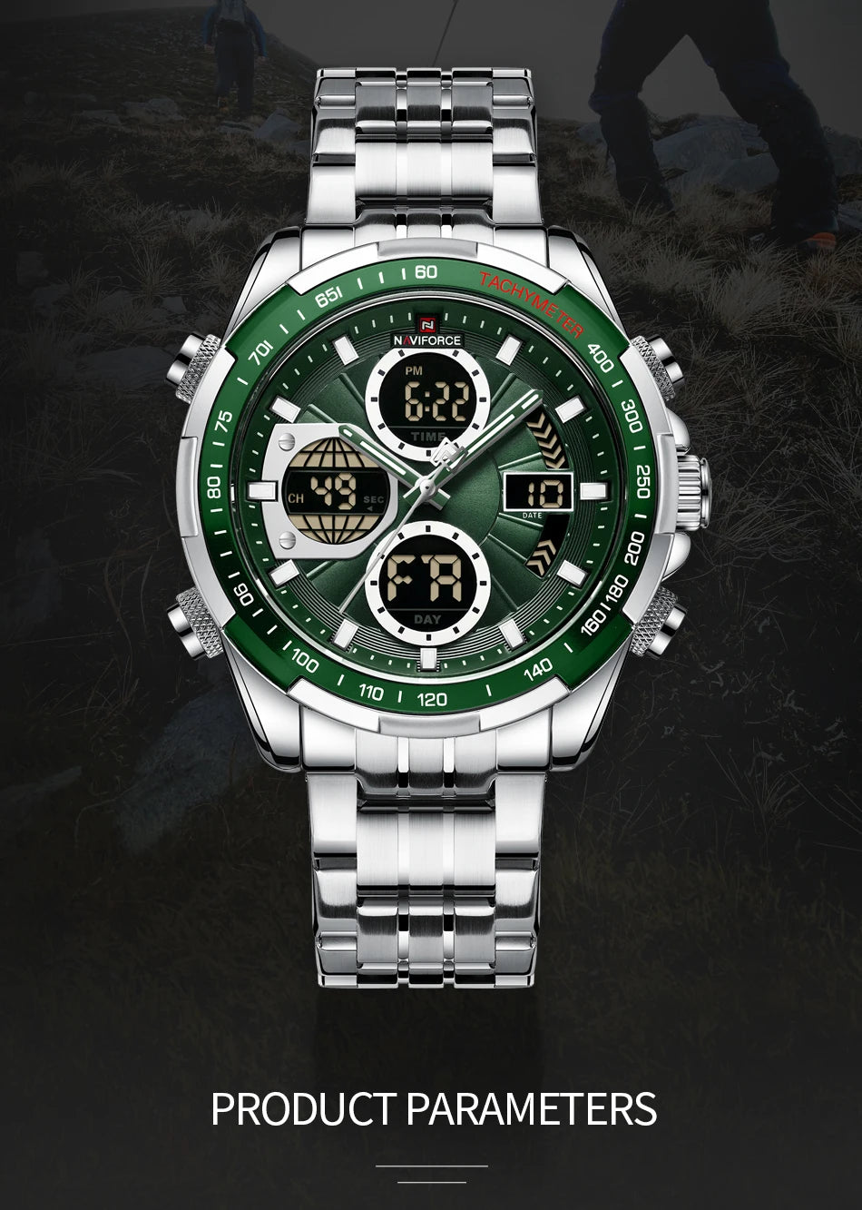 NAVIFORCE Luxury Original Sports Wrist Watch For Men Quartz Steel Waterproof Dual Display Military LED Digital Watches Relogio