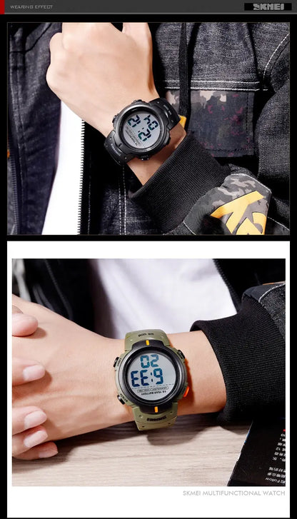Skmei Led Light Display Chrono Digital Sport Watches Mens 10bar Top Waterproof Wristwatch 10 Year Battery Life Alarm Date Clock