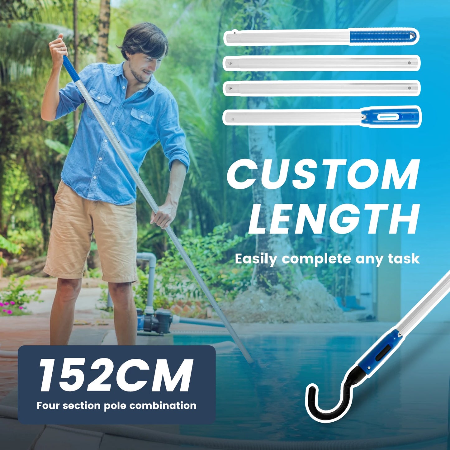 Robotic Pool Cleaner Pole Hook Detachable Plastic Pool Retrieval Hook Pool Vacuum Robot Telescopic Pole Hook Accessories