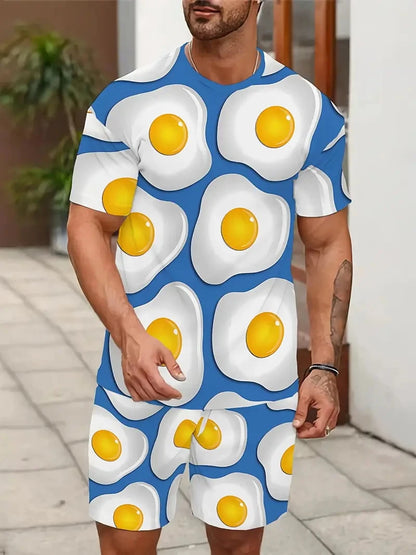 New Summer Men's T-shirt Funny Printed Pattern Short Sleeve Summer Outdoor Fashion Round Neck Tops OverSize Loose Men's Clothing