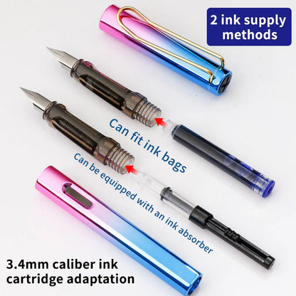 6pcs Calligraphy Pens With Replaceable Ink Bags 0.38mm Fine Dots to Improve Writing and Posture Practice