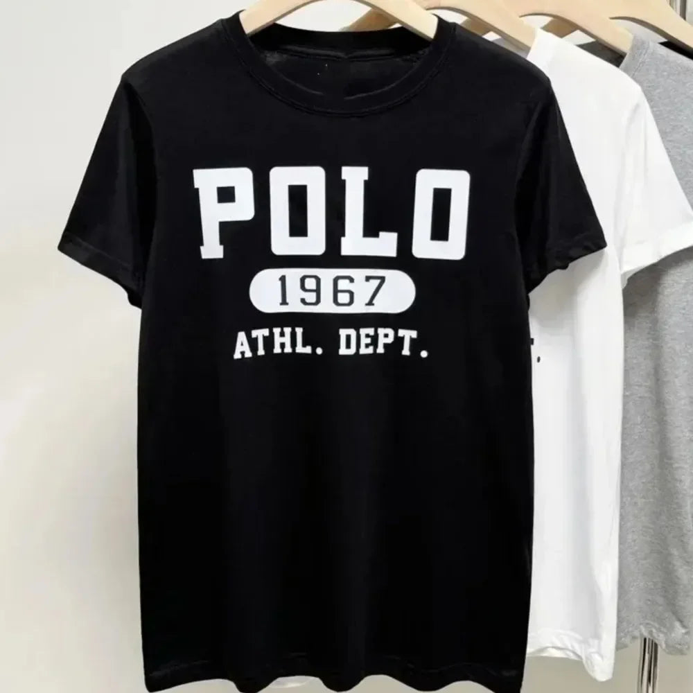 RLauren T-shirt New Polo1967 Logo Korean Popular Clothes Short Sleeve Woman Clothing Tops Women's Tops for Summer